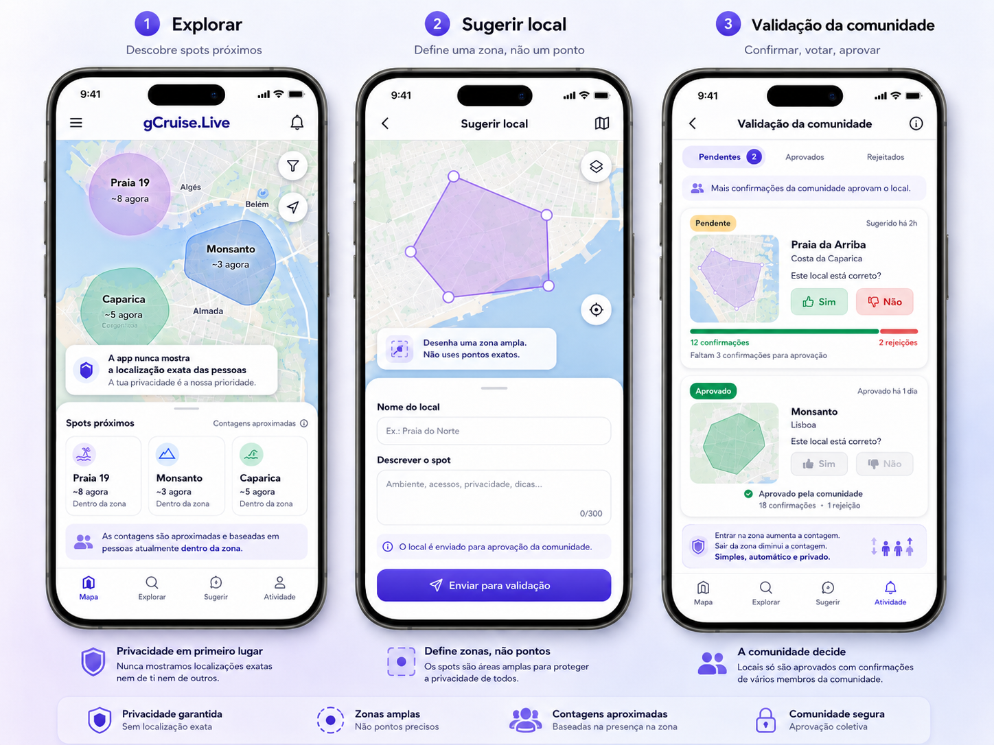 Mockup mobile da app gCruise